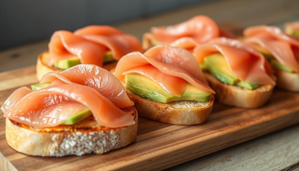 toast slices smoked salmon